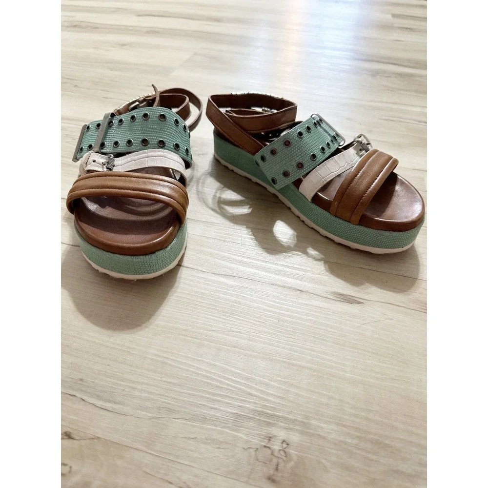 MJUS Ankle Strap Leather Platform Sandals Size 39EU/ 9US‎
